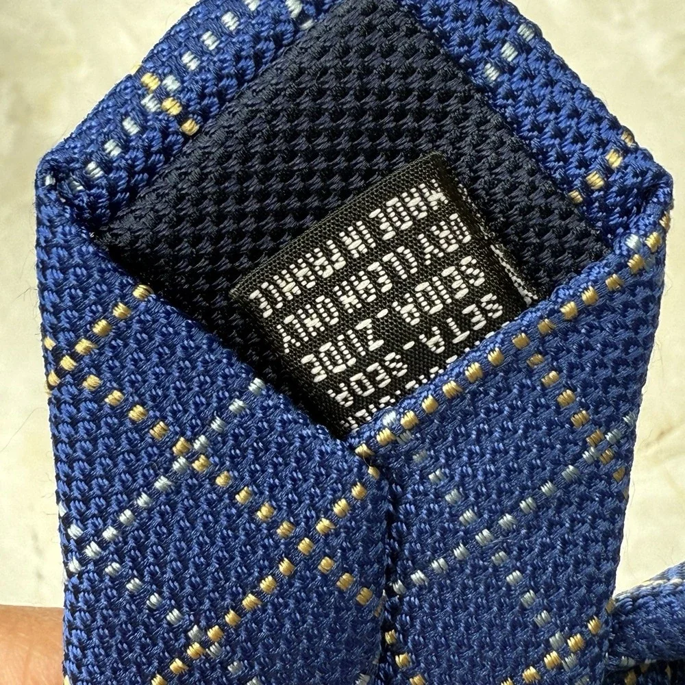 Pink Thomas Mens Silk Tie Blue Print 3 3/4